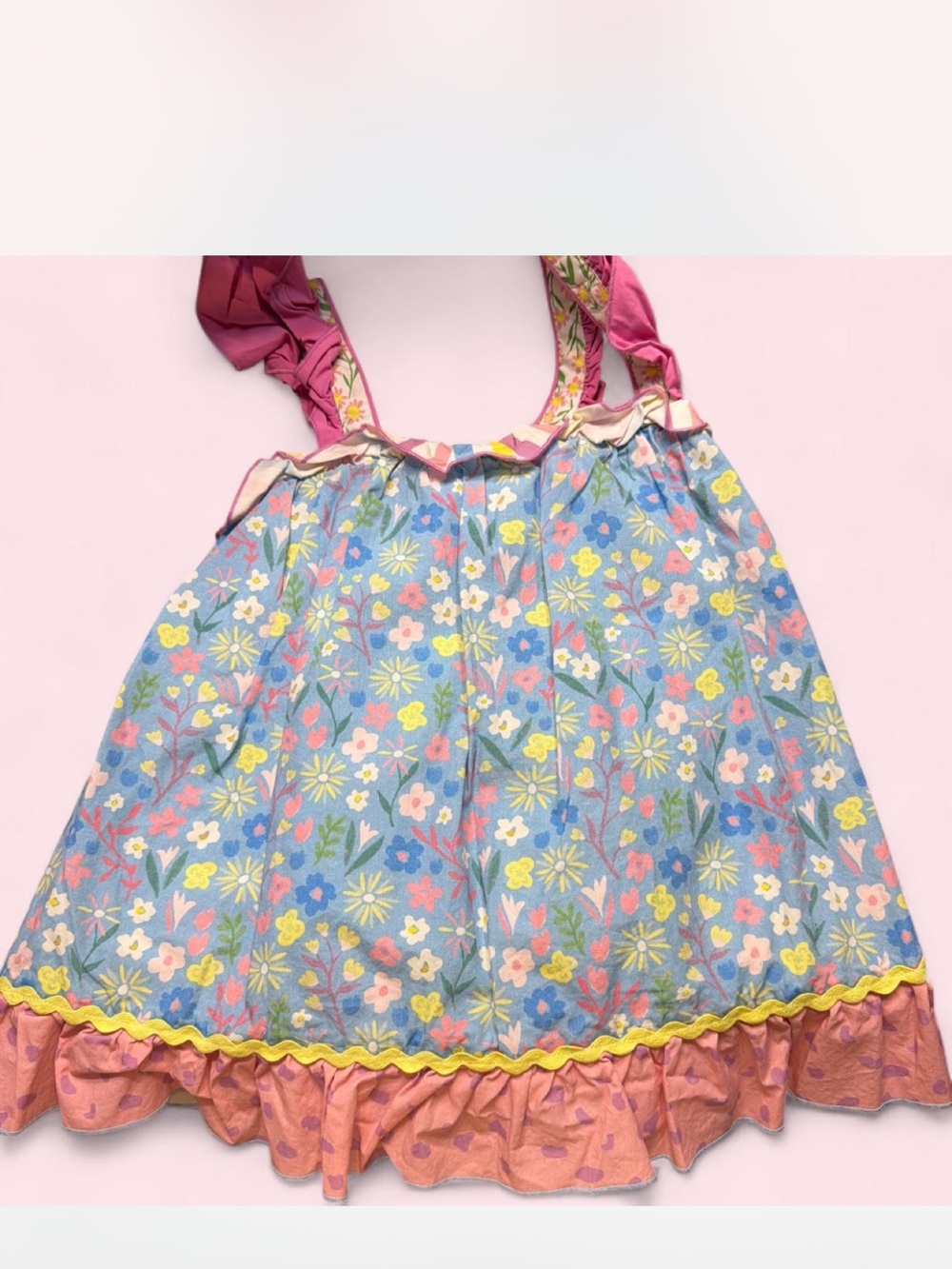 Matilda Jane White Lined Floral Dress with Pink Trim
